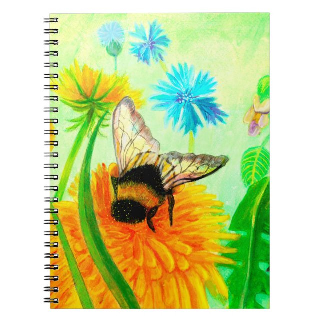 Bumblebee on dandelion  notebook (Front)