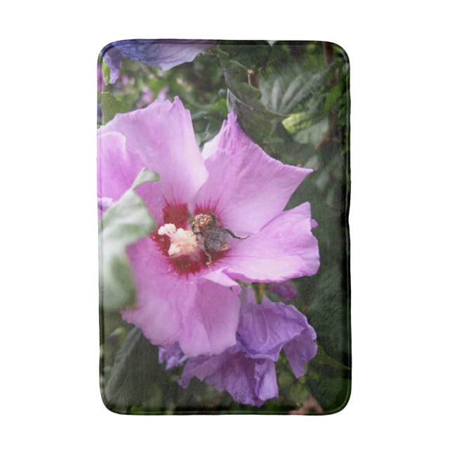 Bumblebee on Hibiscus Flower Bath Mat (Front Vertical)