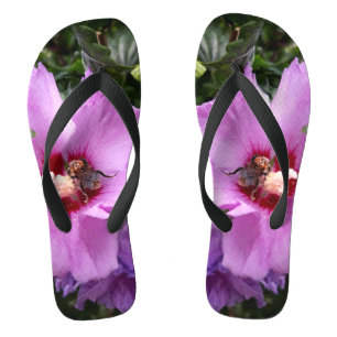 Bumblebee on Hibiscus Flower Flip Flops