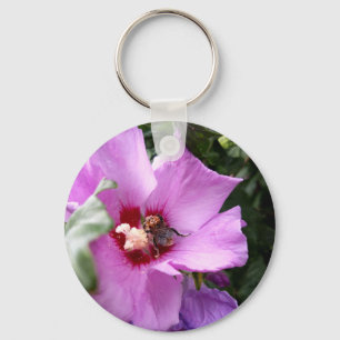 Bumblebee on Hibiscus Flower Key Ring