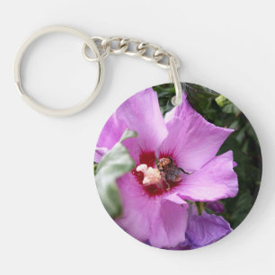 Bumblebee on Hibiscus Flower Key Ring