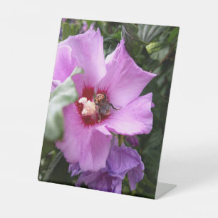 Bumblebee on Hibiscus Flower Pedestal Sign