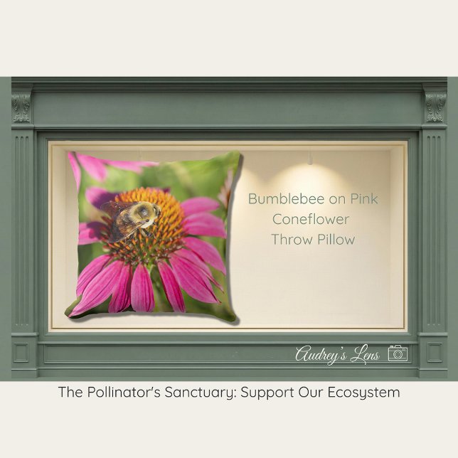 Bumblebee on Pink Coneflower Cushion (Creator Uploaded)