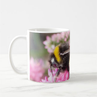 Bumblebee on Pink Flowers Coffee Mug