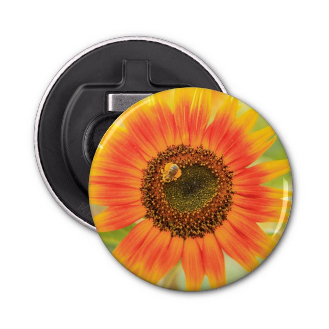 Bumblebee on sunflower, Community Garden Bottle Opener (Front)
