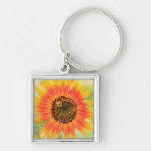Bumblebee on sunflower, Community Garden Key Ring