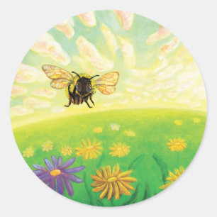 Bumblebee on the Horizon Classic Round Sticker