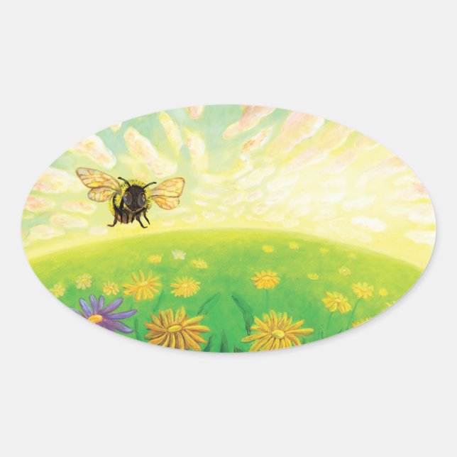 Bumblebee on the Horizon  Oval Sticker (Front)