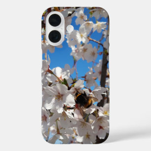 Bumblebee on wild cherry bloom iPhone 16 case