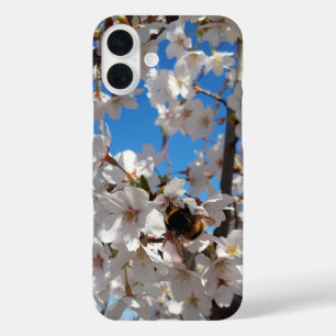 Bumblebee on wild cherry bloom iPhone 16 plus case