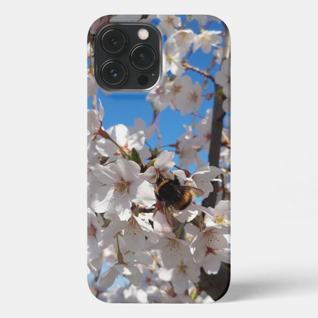 Bumblebee on wild cherry bloom iPhone case (Back)
