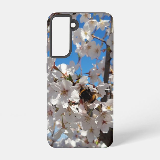 Bumblebee on wild cherry bloom samsung galaxy s21 case (Back)