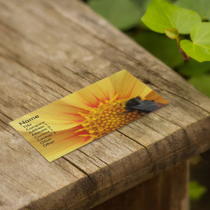 Bumblebee on Yellow Dahlia Floral Business Card