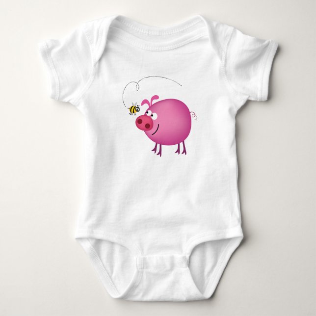 Bumblebee Pig Friends Baby Sleeper Bodysuit (Front)