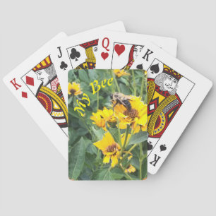 Bumblebee Pollinating a Yellow Flower Playing Cards