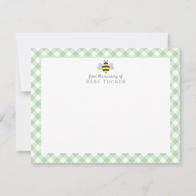 Bumblebee Preppy New Baby Stationery Thank You Card (Front)
