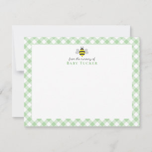 Bumblebee Preppy New Baby Stationery Thank You Card
