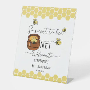 Bumblebee So Sweet To Bee One 1st Birthday Welcome Pedestal Sign