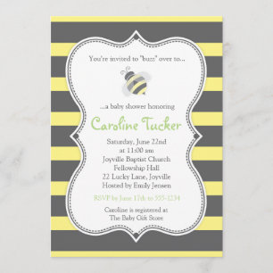 Bumblebee Stripes Baby Shower Invitation