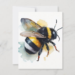Bumblebee Study In Watercolors Wall Art – Ink on M Holiday Card