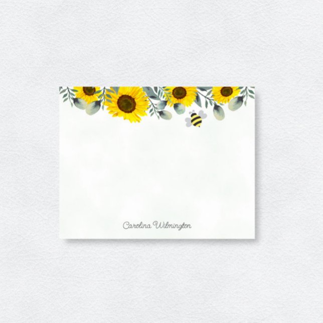 Bumblebee Sunflowers Eucalyptus Stationery Card (Creator Uploaded)