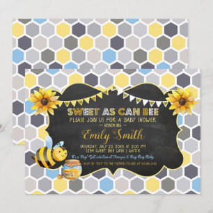 Bumblebee Sweet As Can Bee Boy Baby Shower Invitation