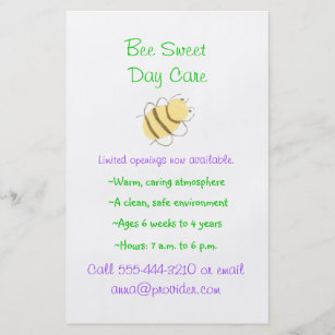 bumblebee theme child care flyer