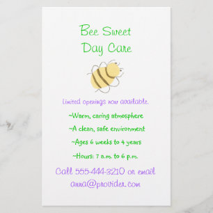 Bumblebee theme child care flyer