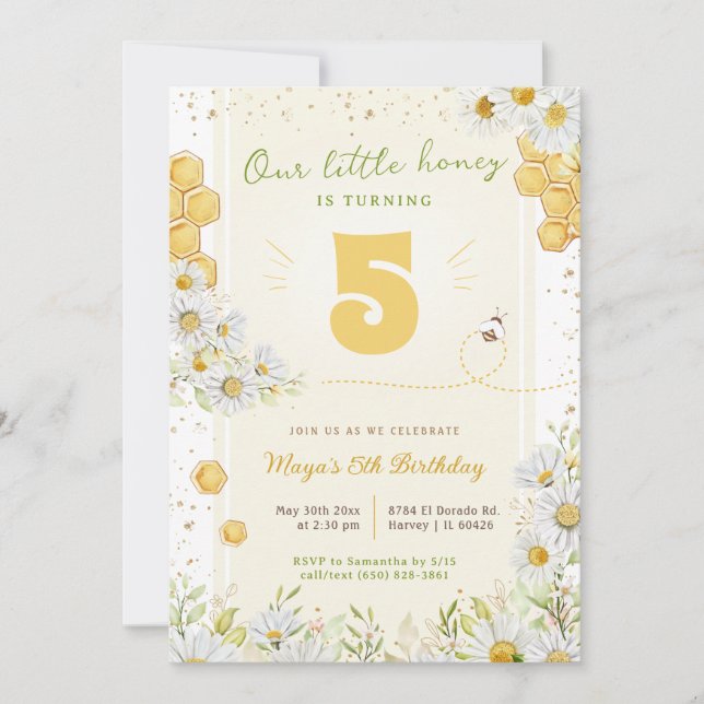 Bumblebee Wildflower Birthday Party Girl Beeday Invitation (Front)