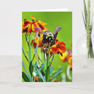 Bumblebee Wildflower Scripture Card Psalm 31:24