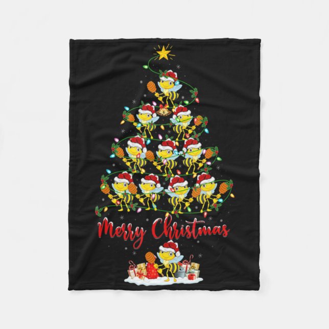 Bumblebee Xmas Lights Bumblebee Christmas Tree T S Fleece Blanket (Front)