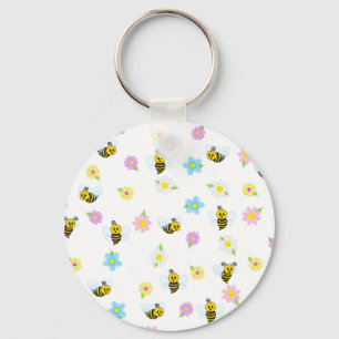 Bumblebee Yellow Black Bumble Bee Colorful Key Ring