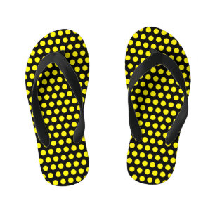 Bumblebee Yellow Polka Dots Black Custom Colours Kid's Flip Flops