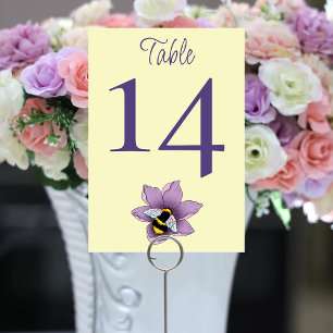 BumblebeeLavender Flower Yellow Wedding Table Number