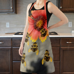 Bumblebees and Gaillardia Flower Apron