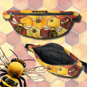 Bumblebees and Honeycomb Pattern  Bum Bags