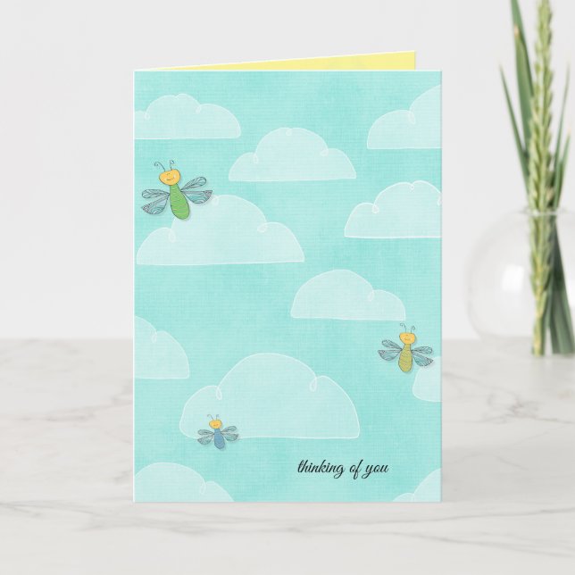 bumblebees in summer sky card (Front)