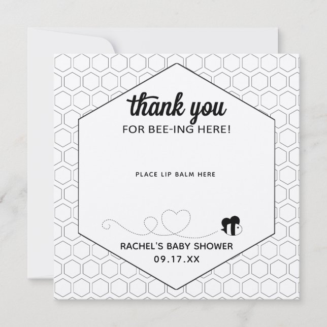 Bumblee Baby Shower Lip Balm Favour Tag Card (Front)