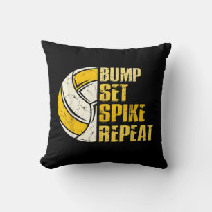 Bump Set Spike Repeat Volleyball Fun  Cushion