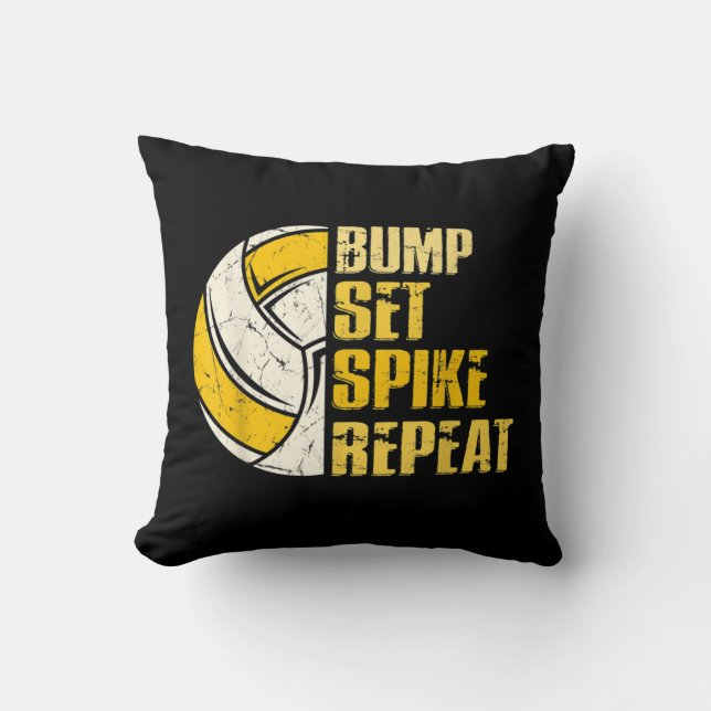Bump Set Spike Repeat Volleyball Fun  Cushion (Front)