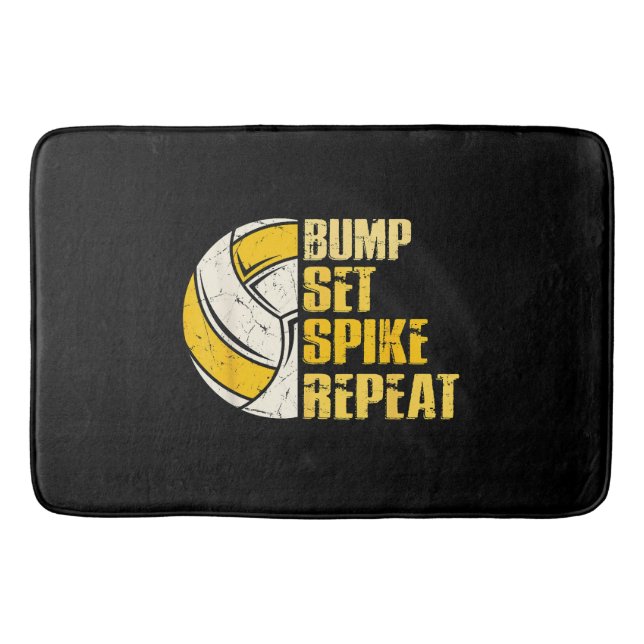 Bump Set Spike Repeat Volleyball Funny Bath Mat (Front)