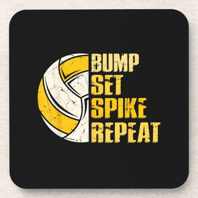Bump Set Spike Repeat Volleyball Funny Coaster (Front)
