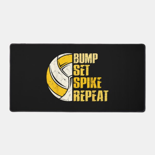 Bump Set Spike Repeat Volleyball Funny Desk Mat (Front)
