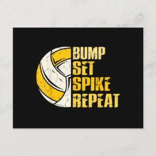 Bump Set Spike Repeat Volleyball Funny Enclosure Card