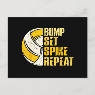 Bump Set Spike Repeat Volleyball Funny Holiday Postcard