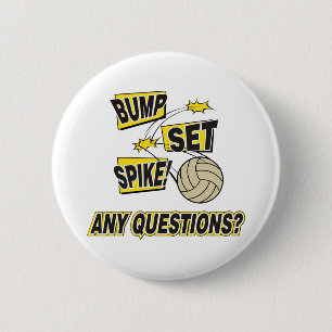 Bump Set Spike Volleyball Gift 6 Cm Round Badge