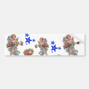 Bumper Sticker Angels Blue Stars
