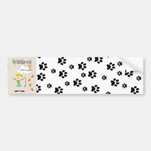 Bumper Sticker Birthday Wishes Paw Prints (Front)