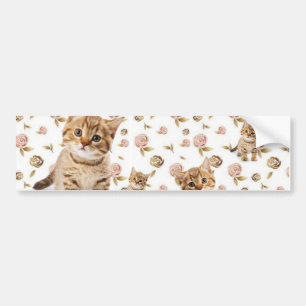 Bumper Sticker Cat Kittens Floral