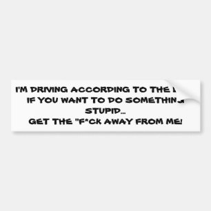 BUMPER STICKER DRIVING THE CORRECT WAY STUPID